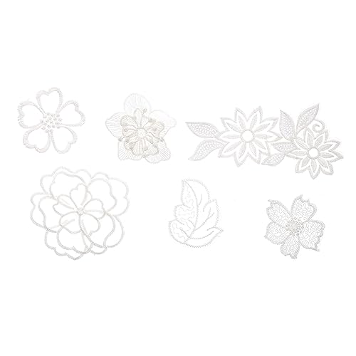 EPIGEIST 6 Stück Teiliges Weißes Spitzen Stickerei Patch mit Blumenmuster Verarbeitung zum Aufnähen Kleidung Taschen und DIY Bastelprojekte Langlebig und Vielseitig Verwendbar von EPIGEIST