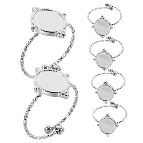 EPIGEIST 6 Stück Verstellbare Edelstahl Ringrohlinge Ovaler Ringbasis Blanks Flache DIY Schmuck Tabletts Metallring Grundrahmen für Gravieren und Basteln von EPIGEIST