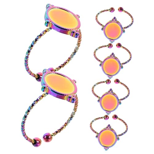 EPIGEIST 6 Stück Verstellbare Ringrohlinge aus Edelstahl Ovale Offene Ringe mit Fassung Langlebige Basen für DIY Schmuckherstellung für Damen Vielseitig Einsetzbar zum Ringe Selber Machen von EPIGEIST