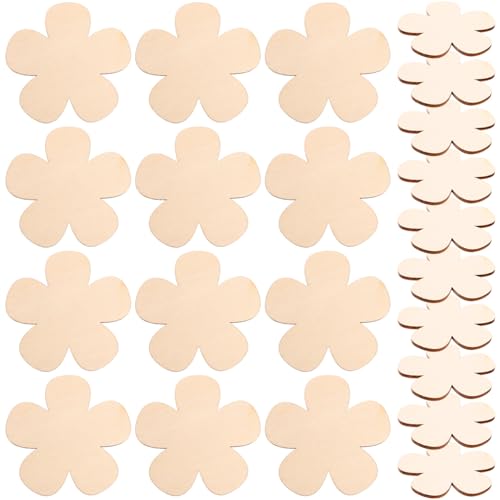EPIGEIST 60 Stück Teiliges Rustikale Holzblumen Blanke Holzscheiben für DIY Bastelmaterial Glatte Oberfläche Natürliche Holzdeko für Valentinstag Hochzeit Geburtstag Vielseitige von EPIGEIST