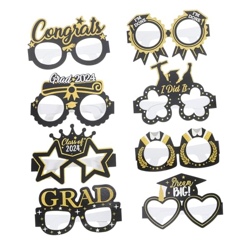 EPIGEIST 8 Stück Teiliges Papier Brillen Graduation Glasses Leichte Tragbare Foto Requisiten für Abschlussfeier Dekoration Bunte Partybrillen für Fotospaß und Festliche von EPIGEIST
