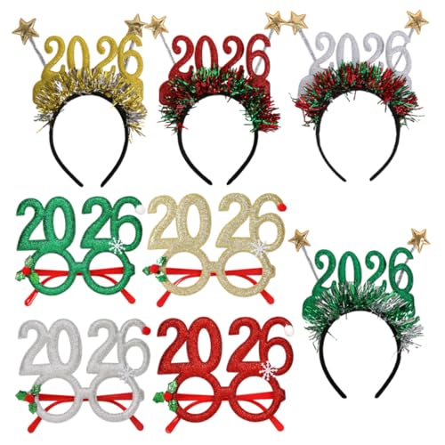 EPIGEIST 8 Stück Teiliges Year Headband und Partybrillen mit Glitzernden Zahlen Festliches Years Eve Zubehör für Fotoshootings und Silvesterfeiern Vielseitig Kombinierbar und Auffällig von EPIGEIST