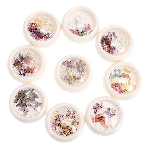 EPIGEIST 9 Boxen Schmetterlings Nagelstuds Boxen DIY Maniküre Schmuck für Kreative Nagelkunst Langlebig und für Partys und Besondere Anlässe von EPIGEIST