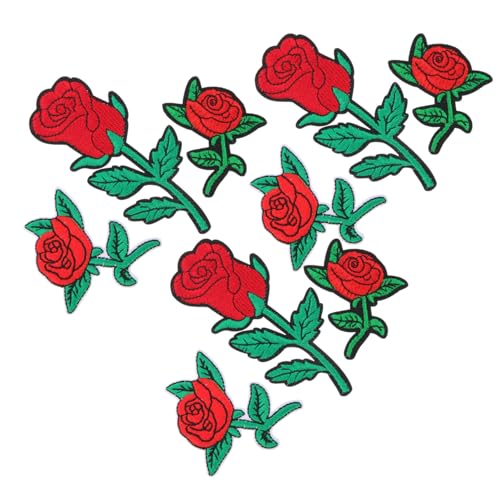 EPIGEIST 9 Stück Teiliges Rosenblüten Aufnäher zum Aufbügeln und Aufnähen Kreative Stoffapplikationen für DIY Kleidung Taschen Hüte Vielseitige Patches für Textildekoration und Reparatur von EPIGEIST