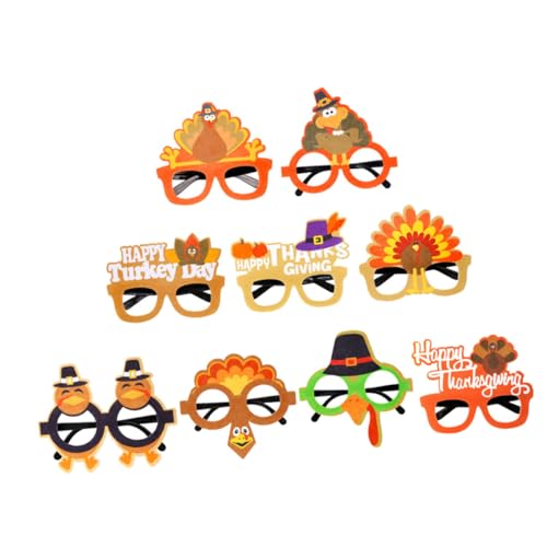EPIGEIST 9 Stück Teiliges Thanksgiving Party Dekorative Brillenrahmen Lustige Leichte Eyeglasses Mit Verschiedenen Festlichen Motiven Für Home Gathering Feiertagsdekoration von EPIGEIST