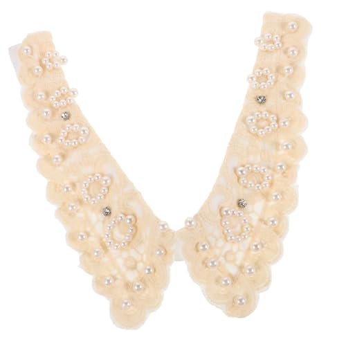 EPIGEIST Abnehmbarer Weißer Spitzenkragen mit Vintage perlenbesatz Eleganter Polyester falscher Hemdkragen für Damen Vielseitiger Blusenkragen Einsatz Modische Kragenverzierung für Casual von EPIGEIST