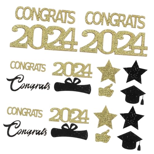 EPIGEIST Abschlussfeier Konfetti Gold Schwarz Tischdekoration Bachelor Party Deko mit Congrats und Doktorhut Bunte Graduation Party Streudeko für Abiturfeier und Festlichkeiten von EPIGEIST