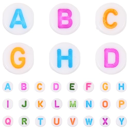 EPIGEIST Bunte Buchstabenperlen zum Auffädeln Große Lochgröße Langlebige DIY Schmuckperlen für Armbänder Halsketten Basteln Leichte Vielseitige Lose Alphabet Perlen für Kreative von EPIGEIST