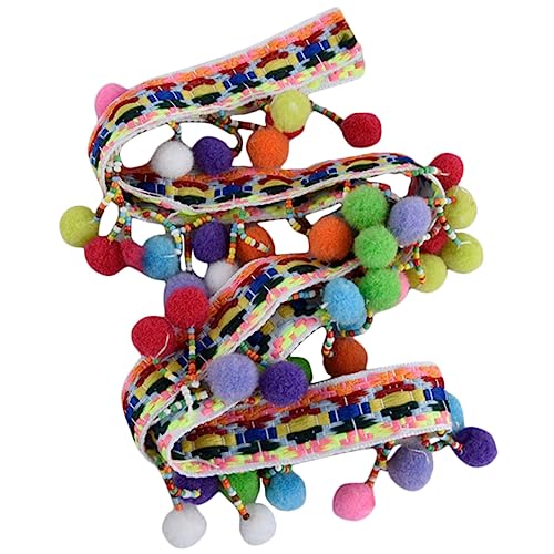 EPIGEIST Bunte Pom Pom Borte Große Flauschige Bommeln Fransenband für DIY Kleidung Vorhänge Kissen Dekoration Handarbeit Zubehör Ethno Stil von EPIGEIST