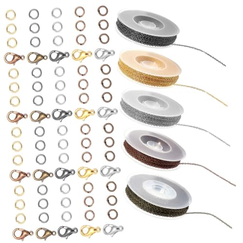 EPIGEIST Edelstahl Kettenbänder mit Lobster Verschlüssen und Biegeringen Schmuckzubehör für DIY Armband Halskette Basteln Farben Mix von EPIGEIST