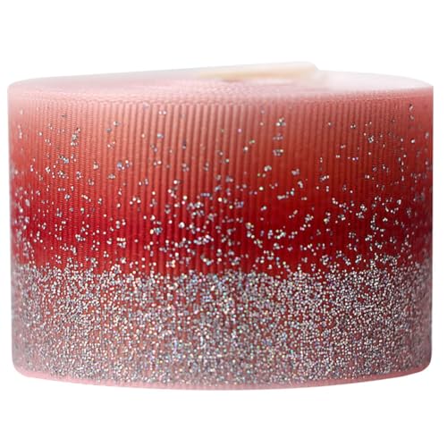 EPIGEIST Glitzer Ripsband mit Farbverlauf Rot DIY Geschenkband für Hochzeit Party Dekoration Robustes Stoffband zum Nähen und Basteln von EPIGEIST