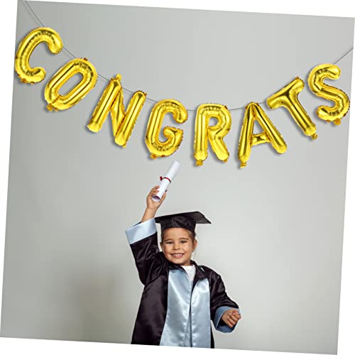 EPIGEIST Goldener Congrats Folienballon aus Aluminiumfolie Leichte Party Dekoration für Abschlussfeier zum Aufhängen an Wand Tür Fenster Band und Trinkhalm Passend für Graduation und von EPIGEIST