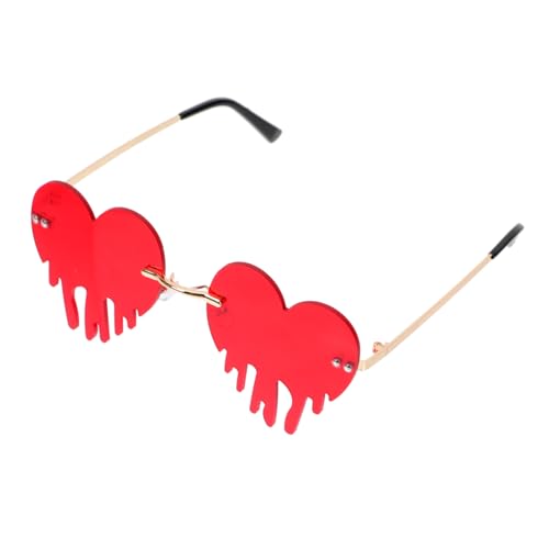EPIGEIST Herzförmige Randlose Party Sonnenbrille mit Tränen Leichte Lustige Brille für Karneval Kostüm Fotorequisiten Einzigartiges Design für Damen und Herren von EPIGEIST