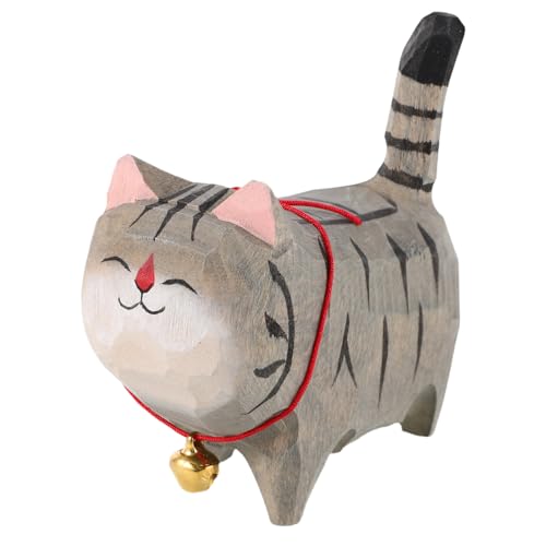 EPIGEIST Holzkatze Figur Kleine Geschnitzte Katze mit Glocke Süße Skulptur für Büro Zuhause und Auto Dashboard Dekoration EPIGEIST Holzkatze Figur Kleine Geschnitzte Katze mit Glocke Süße Skulptur für Büro Zuhause und Auto Dashboard Dekoration von EPIGEIST