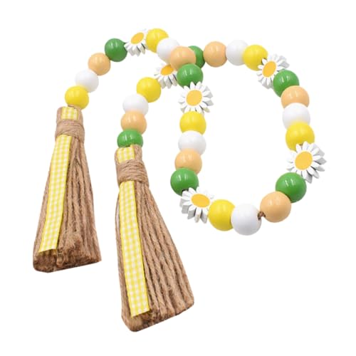 EPIGEIST Holzperlen Girlande Sonnenblumenform Frühlings Deko Tiered Tray Ornament Party Hängeschmuck Rustikal Natürliche Holzperlen Schlicht Festlich für Zuhause und Feier von EPIGEIST