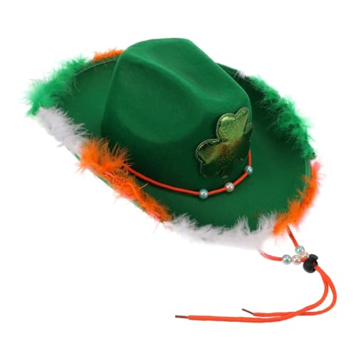 EPIGEIST Irish St Patricks Day Cowgirl Hat Weitkrempiger Westernhut Karneval Kostüm Partyzubehör für Damen Herren Fasching Karneval Verkleidung Festliche Kopfbedeckung für Cosplay und von EPIGEIST