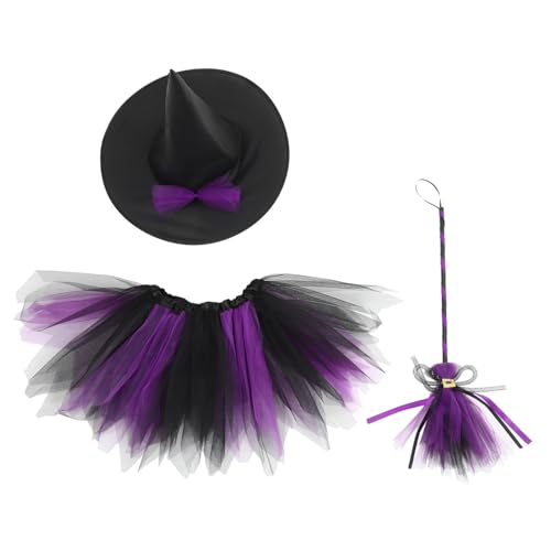 EPIGEIST Junge Mädchen Hexenkostüm Für Halloween Bestehend Aus Kleid Hut Und Besen Cosplay-kleidung Für Mädchen Aus Sicherem Und Langlebigem Material Bequem Und Sanft Zu Tragen von EPIGEIST