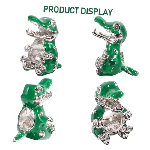 EPIGEIST Kreativer Silberperlen Charm Armbandanhänger mit Mini Krokodil Design DIY Schmuckperle für Armbänder Halsketten Modische Bastelornamente und Geschenke von EPIGEIST