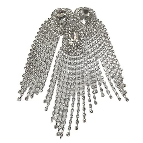 EPIGEIST Kristall Quasten Epauletten Schulterapplikation Damen Schmuck Accessoire Weiß Modisch Elegant für Kostüm Bauchtanz Party von EPIGEIST