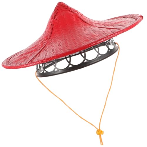 EPIGEIST Naturfaser Ninja Hut Cosplay Leichter Samurai Hut Rot Asiatischer Konischer Strohhut Für Kostüm Party Zubehör Erwachsene von EPIGEIST