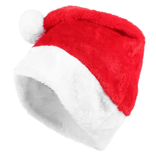 EPIGEIST Plüsch Weihnachtsmütze für Erwachsene Kuschelig Weicher Nikolaus Hut Roter Santa Claus Cosplay Hut für Weihnachtsfeier Partyzubehör und Festliche Dekoration von EPIGEIST