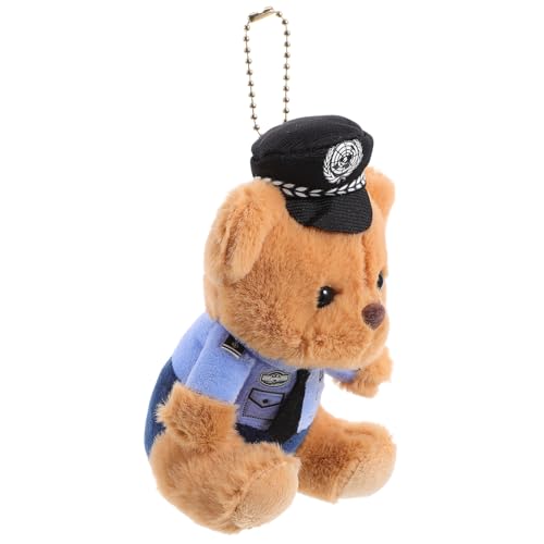 EPIGEIST Polizeibär Schlüsselanhänger Flauschige Bärenpuppe Als Taschenanhänger Niedliches Dekorationsornament Ausgestopfte Hängedekoration Für Taschen von EPIGEIST