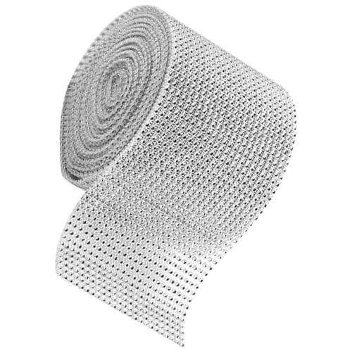 EPIGEIST Strassband Mesh Roll Reihig Silberfarbig Funkelndes Dekoratives Bastelband Hochwertiges Rhinestone Trim für Hochzeitstorte Geburtstag Festliche Tisch und Geschenkdekoration von EPIGEIST