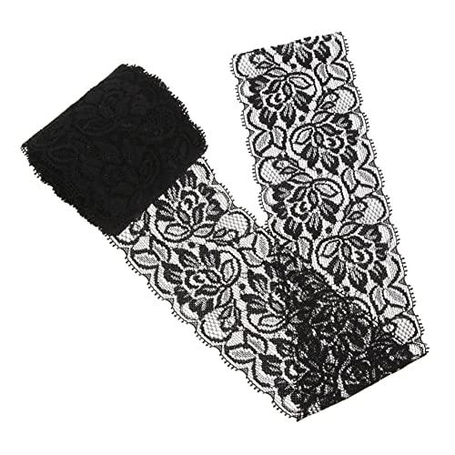 EPIGEIST Stretch-Spitze hochzeitsdekoration wedding decoration Handgefertigte Dekoration geschenkeband gewelltes Band Spitzenbesatz Spitzenstoffbesatz Spitzengewebeband Spandex-Garn Black von EPIGEIST