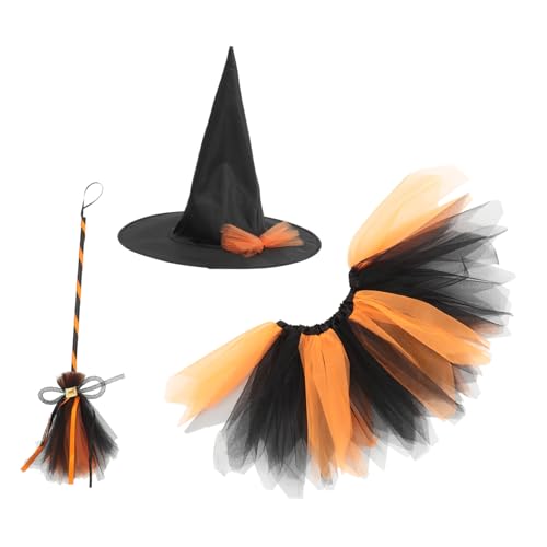 EPIGEIST Teiliges Halloween Hexen Kostüm Set für Rock Besen und Hut Langlebig und Praktisch für Halloween Cosplay Partys Verkleidungen und Bühnenauftritte von EPIGEIST