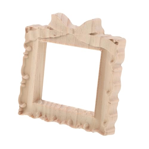 EPIGEIST Unbehandelter Mini Holz Bilderrahmen mit Schleife Natürlicher Holzrahmen Vintage DIY Fotohalter für Tisch Wanddekoration Handgeschnitzt Vielseitig Verwendbar von EPIGEIST
