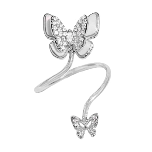 EPIGEIST Verstellbarer Offener Damenring mit Schmetterlings Design Zarte Fingerdekoration aus Silberfarbenem Zirkonia und Perlmutt Modischer Vintage Fashion Schmuck für Frauen EPIGEIST Verstellbarer Offener Damenring mit Schmetterlings Design Zarte Fingerdekoration aus Silberfarbenem Zirkonia und Perlmutt Modischer Vintage Fashion Schmuck für Frauen von EPIGEIST