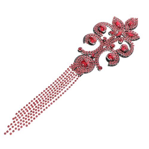 EPIGEIST Vintage Quaste Schulterklappen mit Strassbesatz Kostüm Badge für Damen Handgefertigte Rote Fransen Applikation Festliche Dekoration für Besondere Anlässe von EPIGEIST