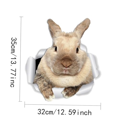 EPIGEIST Wanddekor Kaninchen Wandtattoo Selbstklebend Realistisches Bunny Muster Wohnzimmer Schlafzimmer Dekoration Wiederverwendbar Schadstofffrei von EPIGEIST