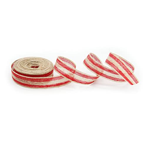 EPIGEIST Weihnachtsband Hochzeit Chiffon natürlich Eisstockschießen schier Stoff Läufer verdrahtet Burgund Verpackung DIY-Bastelband Sackleinenband Party-Leinenband rot von EPIGEIST