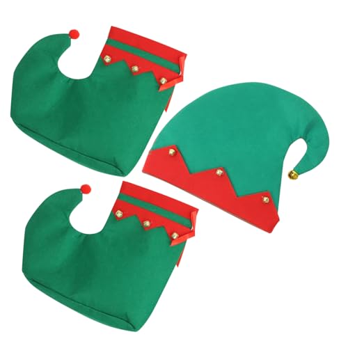 EPIGEIST Weihnachtskostüm Set Elfenmütze und Schuhe Festliches Elfenzubehör für Mädchen Bunte Weihnachtsfeier Verkleidung Weihnachtliches Party Outfit Teiliges Set von EPIGEIST