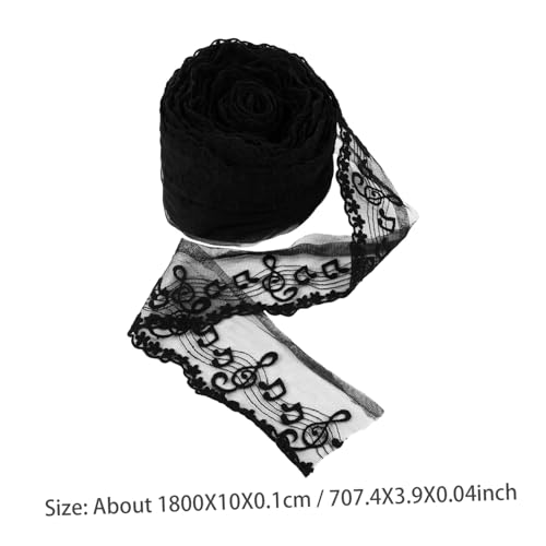 EPIGEIST Yards Schwarze Spitze mit Musiknotenmuster Weiche Glatte Spitze zum Nähen Dekor für Brautkleid DIY Kleidungszubehör Elegante Spitzenborte für Festliche Kleider von EPIGEIST