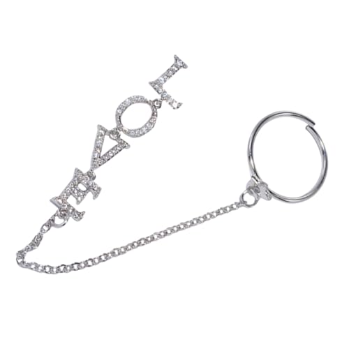 EPIGEIST Zircon Love Nagelkette mit Ring Silberfarbene Manicure Schmuck Dekoration Nagelkunst Kette für Natürliche und Künstliche Fingernägel Glänzend und Modisch Damen Nail Chain Decor von EPIGEIST