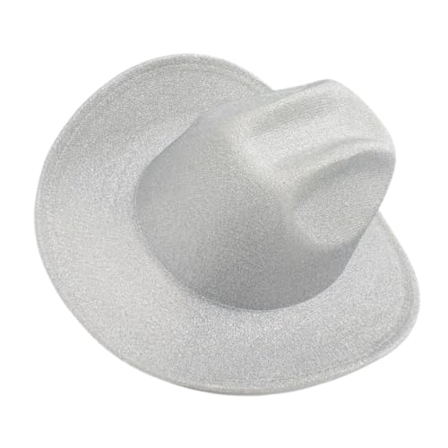 EPIGEIST geburtstagshüte herrenmütze Geburtstags-Hut Kostümzubehör Geschenkidee Cowgirls Hüte für Männer Vintage -Weitkrempelhut funkelnd Dekorationen Cowgirl-Kostüm Männer Hut Tuch Weiß von EPIGEIST