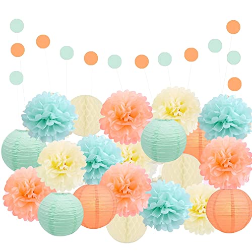 Das 22-teilige Partyset von EpiqueOne enthält Pompons aus Seidenpapier und Papierlaternen und eignet sich perfekt für verschiedene Anlässe wie Geburtstage, Brautpartys, Babypartys und Hochzeiten. von EPIQUEONE