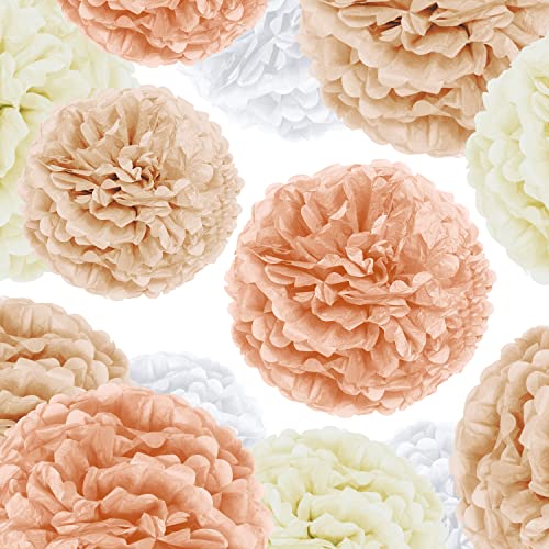 EPIQUEONE Party-Set mit Pompons aus Papier; Geburtstagsfeierdekorationen Brautparty Babyparty Einfach zu montieren und zu installieren; Weiß, Elfenbein, Pfirsich und Champagner 20 Packungen (1 Stück) EPIQUEONE Party-Set mit Pompons aus Papier; Geburtstagsfeierdekorationen Brautparty Babyparty Einfach zu montieren und zu installieren; Weiß, Elfenbein, Pfirsich und Champagner 20 Packungen (1 Stück) von EPIQUEONE