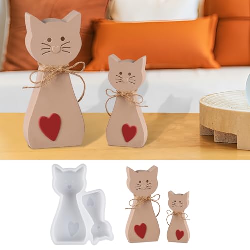 2 Stück Silikonformen Gießformen Katze, 3D Silikonform Katze Silikonform Tiere, Gießformen Katze für Bastelarbeiten, Gips, Kunsthandwerk von EPODA