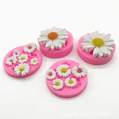 4 Stück Silikonform Blumen, 3D Silikon Blume Gießformen Formen, Silicone Form, Gießform Gänseblümchen Klein Mould von EPODA