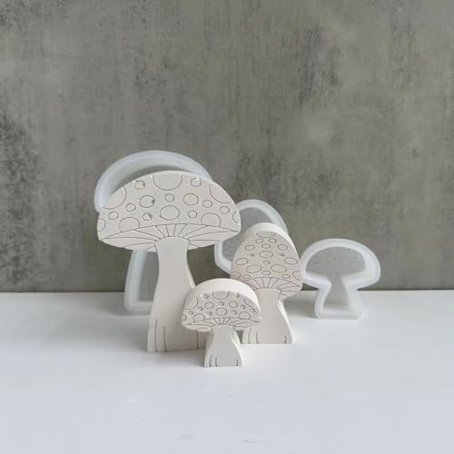 EPODA 3 Stück Silikonform Pilze 3D Gießformen für Kerzenhalter Gips Epoxidharz Herbstdeko DIY Pilzformen von EPODA