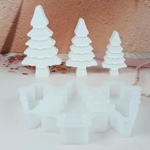EPODA 3 Stück Silikonform Weihnachtsbaum Tannenbaum Gießformen Silikon Gips zum Gießen Kerzen Gießformen Weihnachten Silikonformen Baum DIY von EPODA