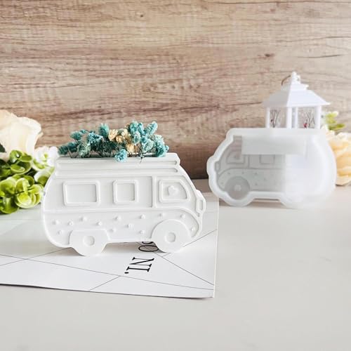 EPODA 3D Bus Blumentopf Silikonform - Kreative Auto & Pflanzgefäß Gießform - Für Sukkulenten & DIY Harzprojekte - Vielseitige Aufbewahrungsbox & Übertopf von EPODA