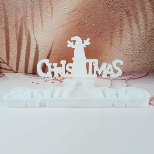 EPODA 3D Gießformen Silikon Weihnachten Gießform Christmas Buchstaben Weihnachtsbaum Weihnachtsmann Weihnachts Deko Silikonformen Gießformen Weihnachten von EPODA