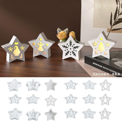 EPODA 6 Stück 3D Sterne Silikonform Weihnachten mit Wichtel Baum Muster Gießformen Silikon für DIY Weihnachtsdekor EPODA 6 Stück 3D Sterne Silikonform Weihnachten mit Wichtel Baum Muster Gießformen Silikon für DIY Weihnachtsdekor von EPODA