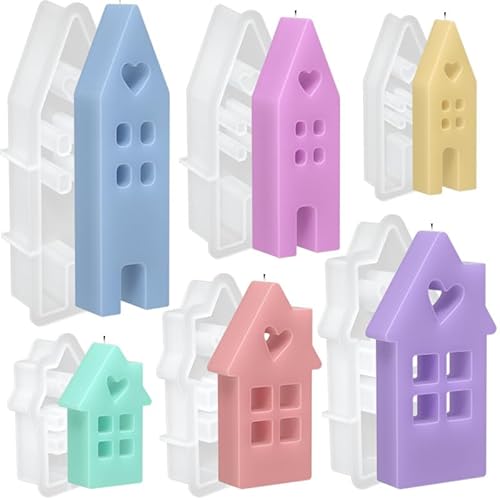EPODA 6 Stück Silikonform Haus Gießformen 3D Kerzenhalter Weihnachten Gips Gießen Giessformen Silikon Deko Basteln EPODA 6 Stück Silikonform Haus Gießformen 3D Kerzenhalter Weihnachten Gips Gießen Giessformen Silikon Deko Basteln von EPODA