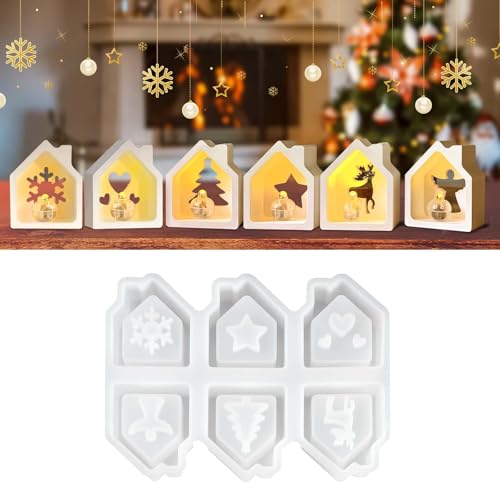 EPODA 6x Mini Haus Silikonform Gießformen Weihnachten Silikonform Haus Gipsformen zum Gießen Silikon Gießform Haus Giessformen Mini Haus von EPODA