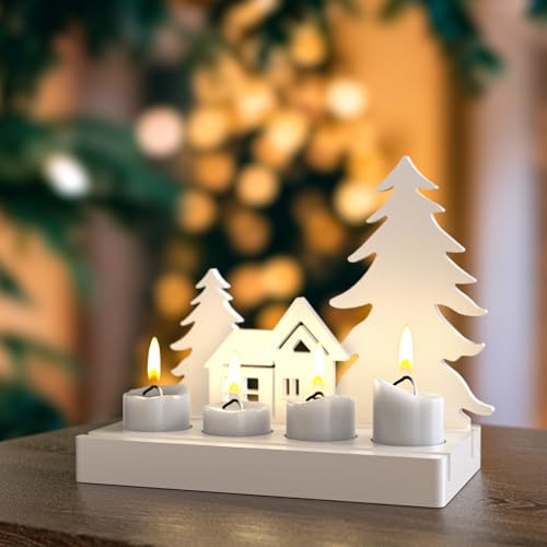 EPODA 7PCS Silikonformen Gießformen Weihnachten, Gießform Silikon Haus Kerzenhalter Gussformen Gips Epoxidharz Tannenbaum DIY Duftkerzen von EPODA
